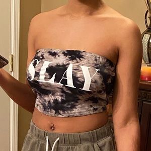 Black and gray bandeau top